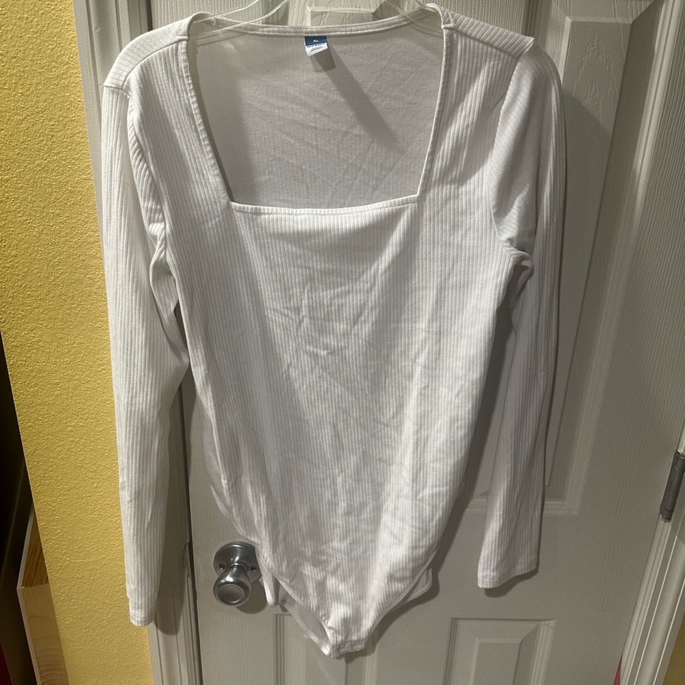 Old Navy White Ribbed long sleeve Bodysuit